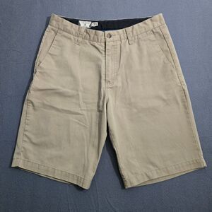 Volcom Men 31 Tan 10.5" Inseam Chino Flat Front Skater Shorts